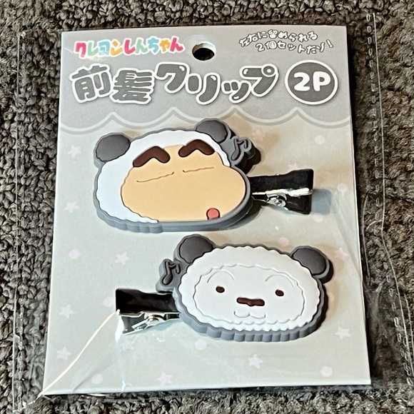 Crayon Shin-Chan Bangs Hair Clips Panda Shinnosuke & Shiro Officially Licensed - Picture 1 of 7
